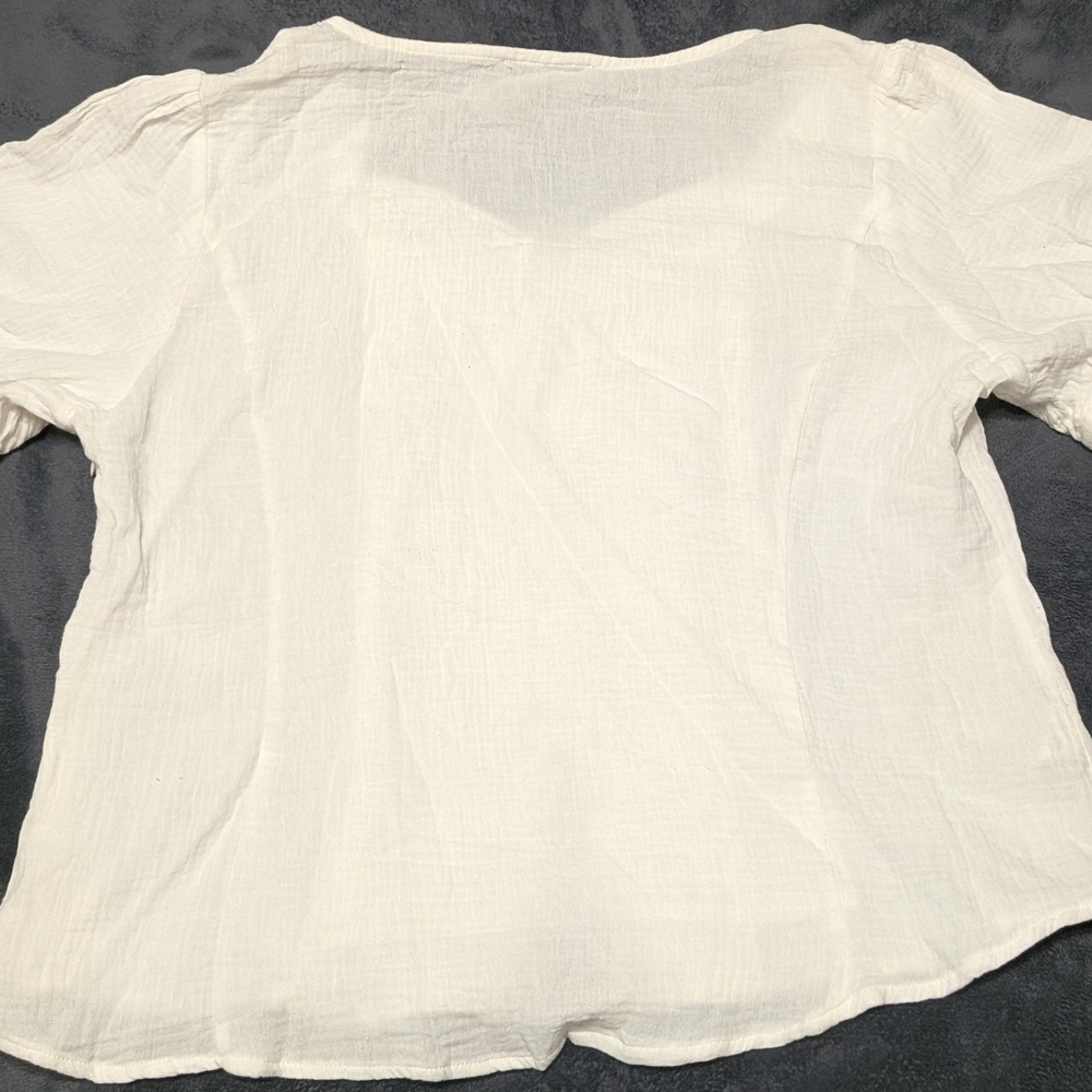 Women's White Lace-Up Blouse - Picture 2 of 4